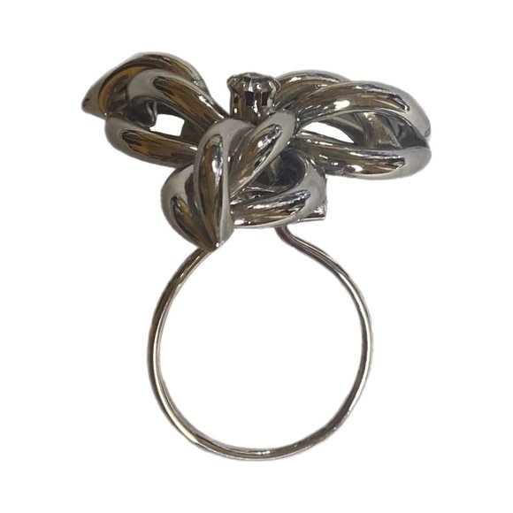 Scarf/Ring Women's Jeri-Lou Silver Toned w/Rhinestone Center - Picture 4 of 5